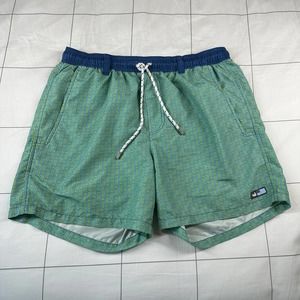Southern Marsh Shorts Mens Medium Green Blue Print Swim Mesh Liner Preppy Active